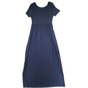 ❤️ Haomeili Women's Casual Knit Maxi Dress Blue Size Large